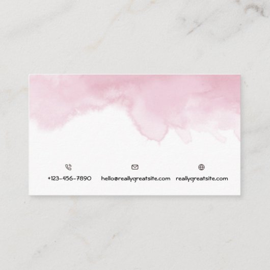 ピンクと白シンプル色の名刺 エンクロージャーカード (裏面)