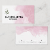 ピンクと白シンプル色の名刺 エンクロージャーカード (正面/裏面)