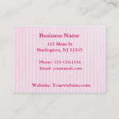 ピンクと白ストライプのとピンクボウ&グリッター 予約カード (裏面)