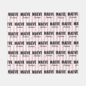 ピンクと白ストライプのパーソナライズされたモダンエレガント フリースブランケット (正面(横))