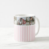ピンクと白ストライプのパーソナライズされたモダン写真 コーヒーマグカップ (正面右)