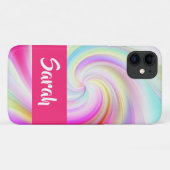 ピンクと白パターン(の模様が)あるの渦 Case-Mate iPhoneケース (裏面(横))