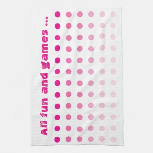 ピンクと白パターン（の模様が）ある キッチンタオル (縦)