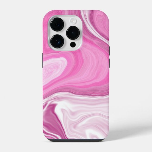 ピンクと白フェイク大理石 iPhoneケース (裏面)