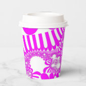 ピンクと白モダン 紙コップ (裏面)