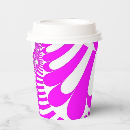 ピンクと白モダン 紙コップ (正面)
