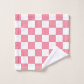 ピンクと白市松模様に バスタオルセット (ウォッシュタオル)