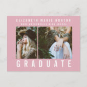 ピンクと白数々ののモダン卒業写真を入力 ポストカード (正面)
