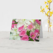 ピンクと白結婚のノートカード カード (黄色い花)