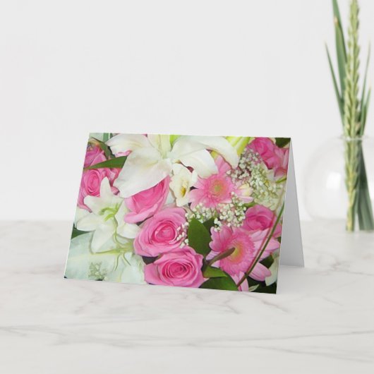 ピンクと白結婚のノートカード カード (正面)