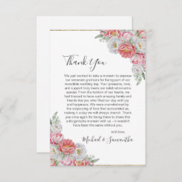 ピンクと白結婚牡丹 サンキューカード