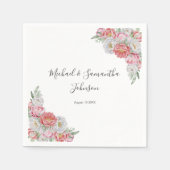 ピンクと白結婚牡丹 スタンダードカクテルナプキン (正面)