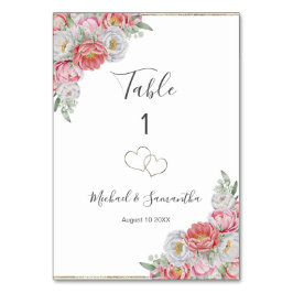 ピンクと白結婚牡丹 テーブルナンバー