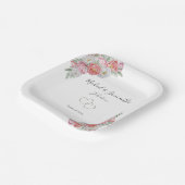 ピンクと白結婚牡丹 ペーパープレート (傾斜あり)