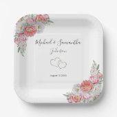 ピンクと白結婚牡丹 ペーパープレート (正面)