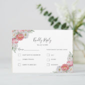 ピンクと白結婚牡丹 出欠カード (スタンド正面)