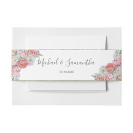 ピンクと白結婚牡丹 招待状ベリーバンド