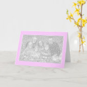 ピンクと白縁ど写真 カード (黄色い花)