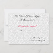 ピンクと白黒のrsvpカード 出欠カード (裏面)