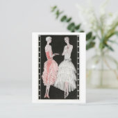 ピンクと白1920sドレス ポストカード (スタンド正面)