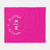 ピンクと白 | イニシャルモダンモノグラム フリースブランケット (正面(横))