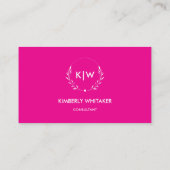 ピンクと白 | イニシャルモダンモノグラム 名刺 (裏面)