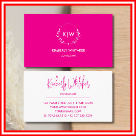 ピンクと白 | イニシャルモダンモノグラム 名刺