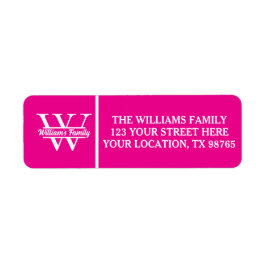 ピンクと白 | シンプルファミリー名モノグラム ラベル