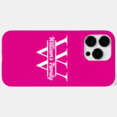 ピンクと白 | シンプルファミリー名モノグラム Case-Mate iPhoneケース (裏面 (横))