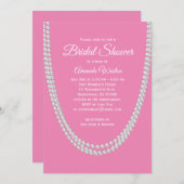 ピンクと真珠のブライダルシャワーへの招待 招待状 (正面/裏面)
