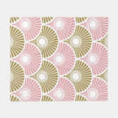 ピンクと真鍮中国のの半円波パターン フリースブランケット (正面(横))