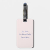 ピンクと笑顔の猫の荷物タグ ラゲッジタグ (裏面縦)