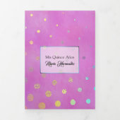 ピンクと紙吹雪カスタム写真キンチェニェラ 三つ折り招待状 (カバー)