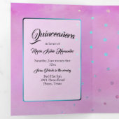 ピンクと紙吹雪カスタム写真キンチェニェラ 三つ折り招待状 (内部最初)