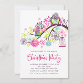 ピンクと紫かわいいフェスティバルフクロムクリスマスパーティー 招待状 (正面)