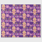 ピンクと紫が季節のクリスマス ラッピングペーパー (フラット)