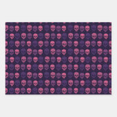 ピンクと紫で滴るスカル ラッピングペーパーシート (正面3)
