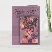 ピンクと紫で60番目の誕生日をお迎えします カード (正面)