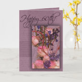 ピンクと紫で60番目の誕生日をお迎えします カード (黄色い花)