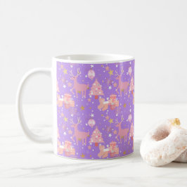 ピンクと紫と金ゴールドクリスマスデザイン コーヒーマグカップ