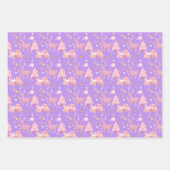 ピンクと紫と金ゴールドクリスマスデザイン ラッピングペーパーシート (正面3)