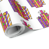 ピンクと紫のお洒落漫画贈り物 ラッピングペーパー (ロールコーナー)