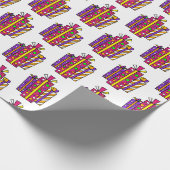 ピンクと紫のお洒落漫画贈り物 ラッピングペーパー (角)