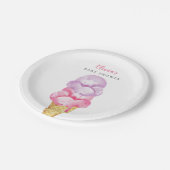 ピンクと紫のアイスクリームベビーシャワー ペーパープレート (アングル)