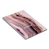 ピンクと紫のアゲードモノグラム名 ノートブック (右側)