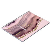 ピンクと紫のアゲードモノグラム名 ノートブック (左側)