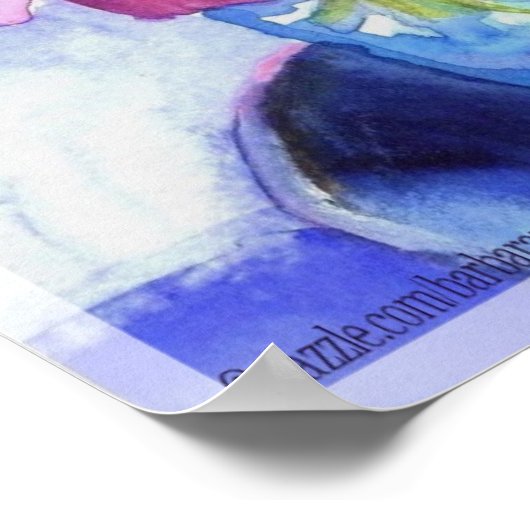 ピンクと紫のアネモン ポスター (角)