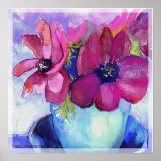 ピンクと紫のアネモン ポスター (正面)