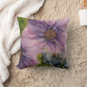 ピンクと紫のアルコールインクフラワー クッション (ブランケット)