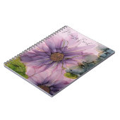 ピンクと紫のアルコールインクフラワー ノートブック (左側)